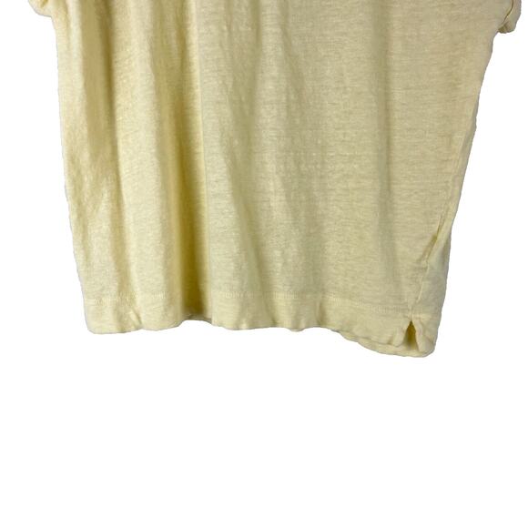 Whistles Top Womens Small Yellow Linen Short Sleeve Tee Casual Basic - Picture 3 of 10